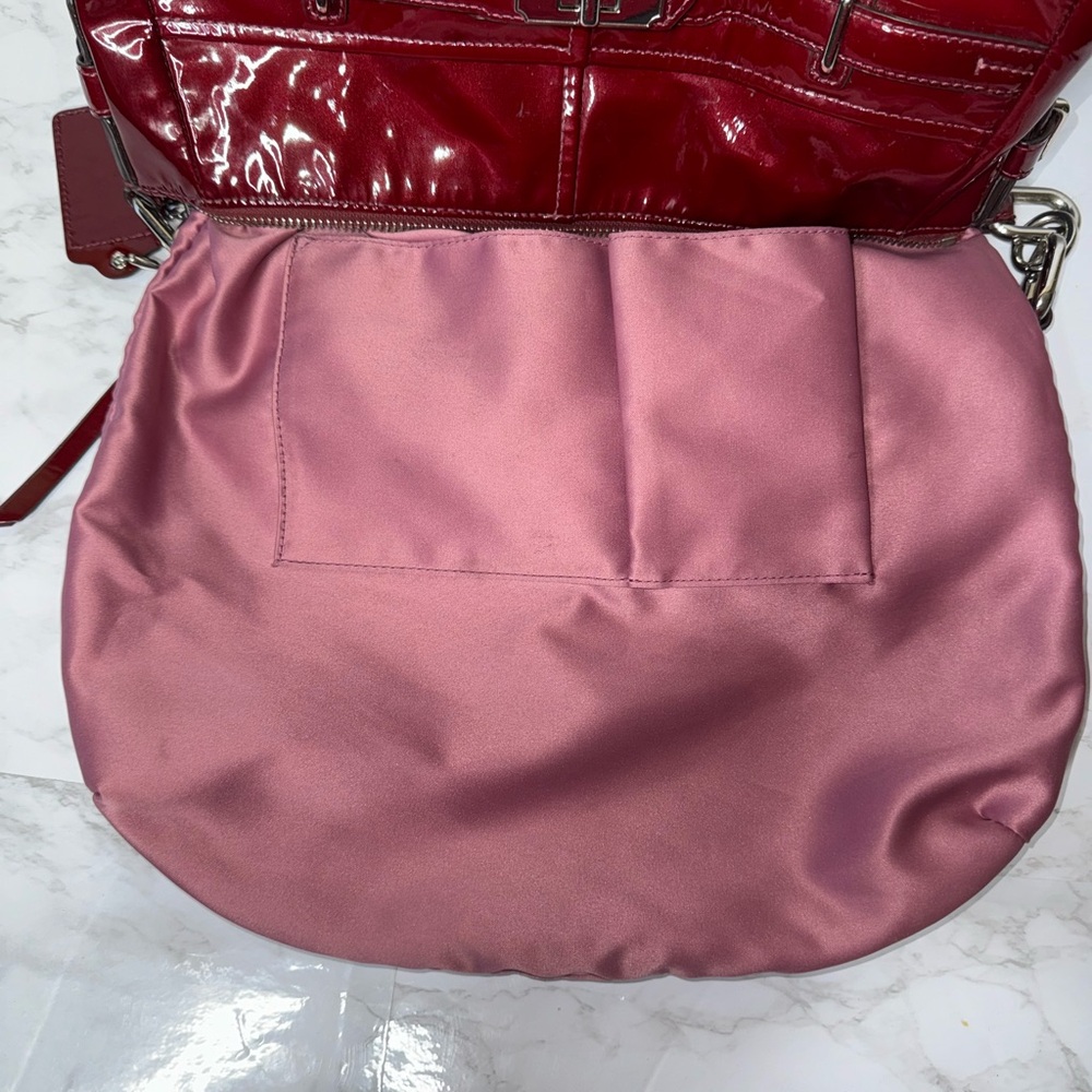 COACH CHELSEA Wine Red Patent Leather Ashley Hobo Shoulder Bag Purse #17861 EUC - Picture 5 of 17